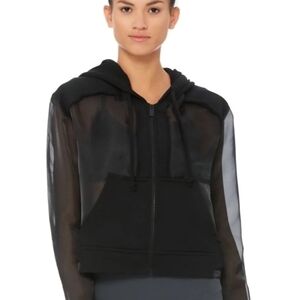 Alo Black Sheer Women's Zip Up Sooo Cute In EUC 😍